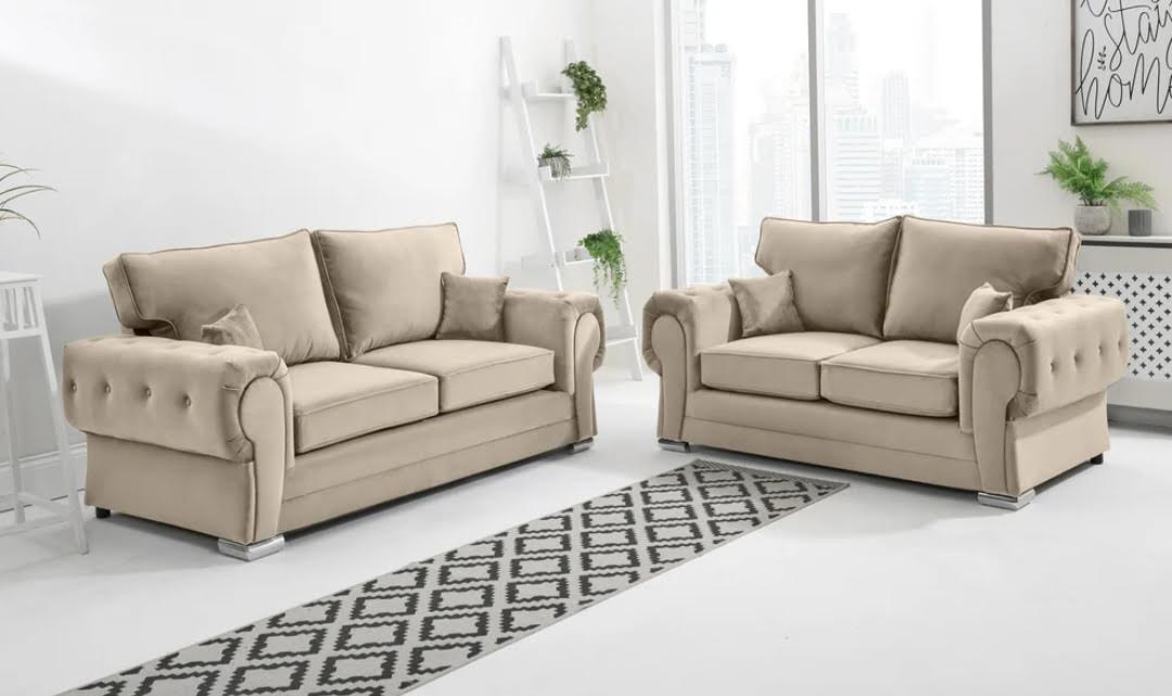 Serona Cream Fabric 3 + 2 Sofa Set