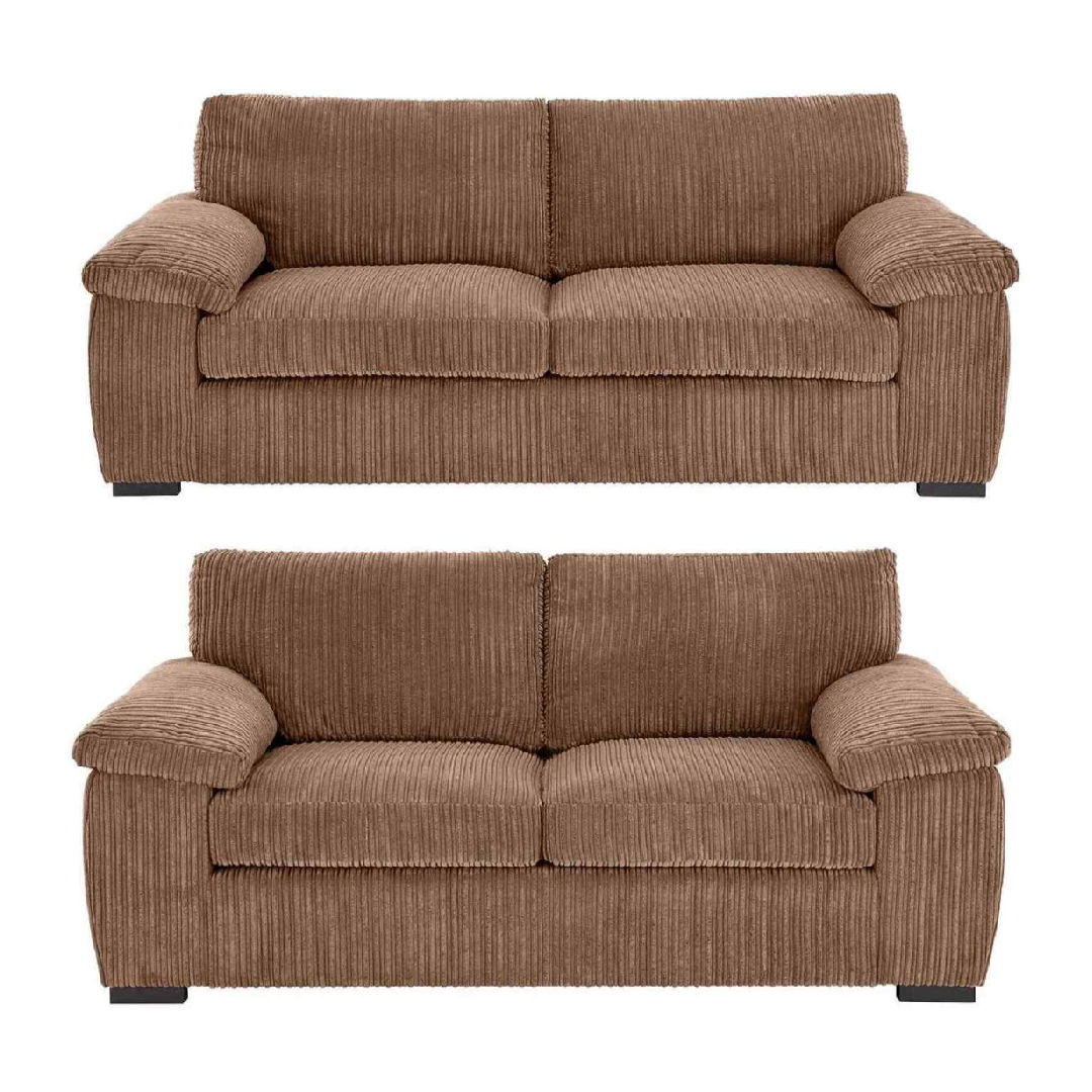 Chocolate Jumbo Cord Full Back Portland 3 + 2 Sofa Set