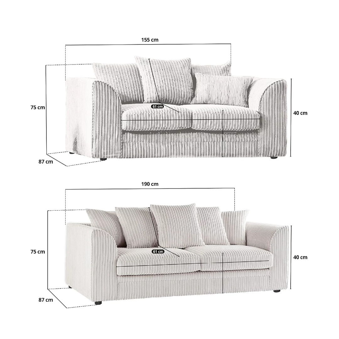 Cream Jumbo Cord Truro 3 + 2 Sofa Set