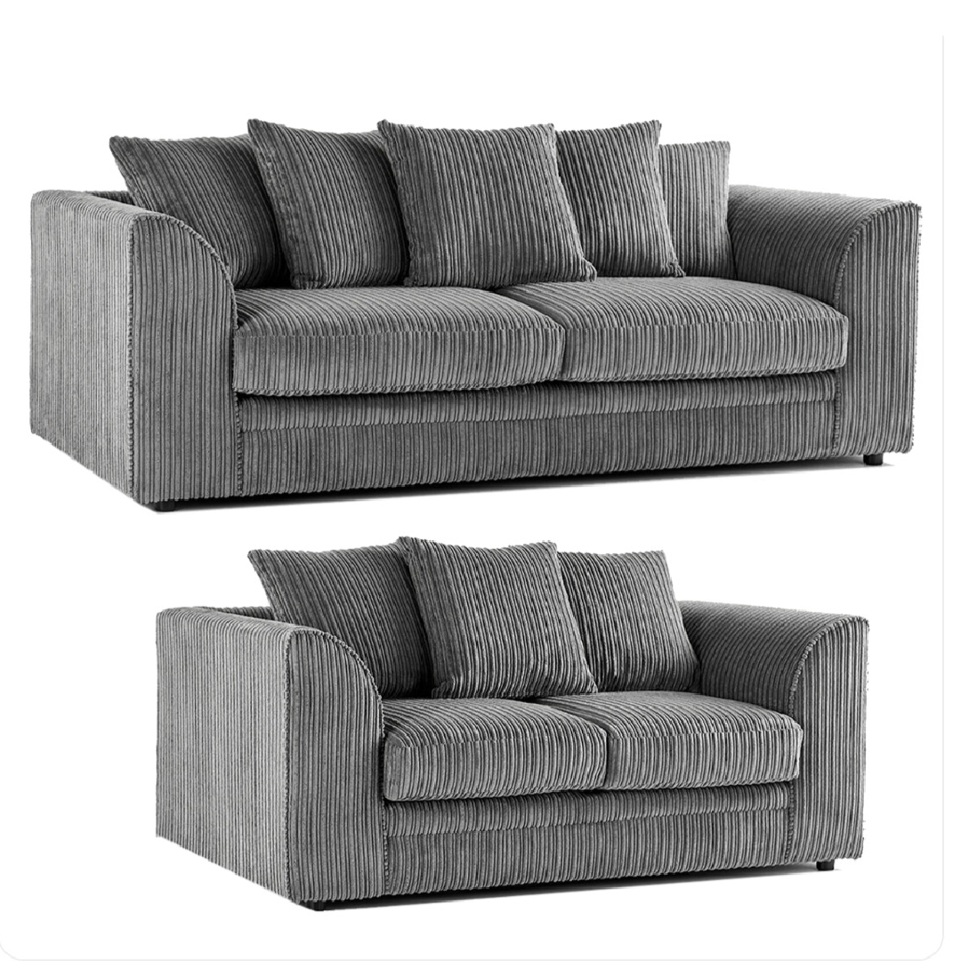 Grey Jumbo Cord Truro 3 + 2 Sofa Set