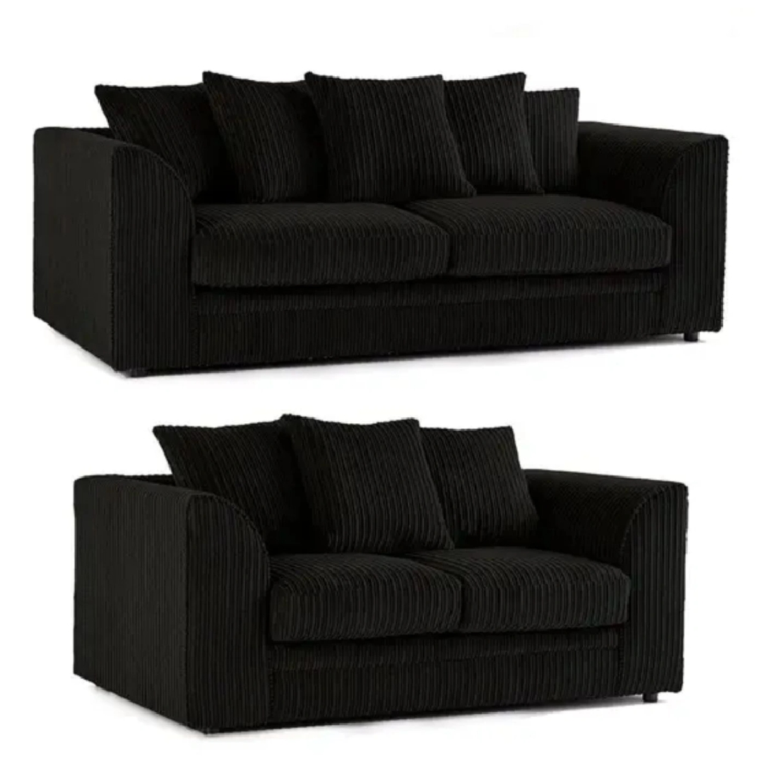Black Jumbo Cord Truro 3 + 2 Sofa Set