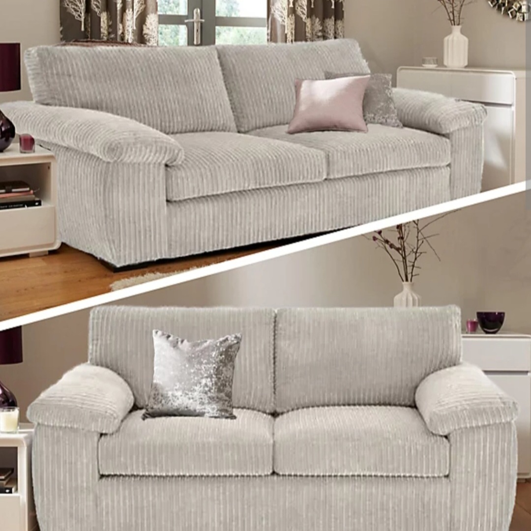 Taupe Jumbo Cord Full Back Portland 3 + 2 Sofa Set