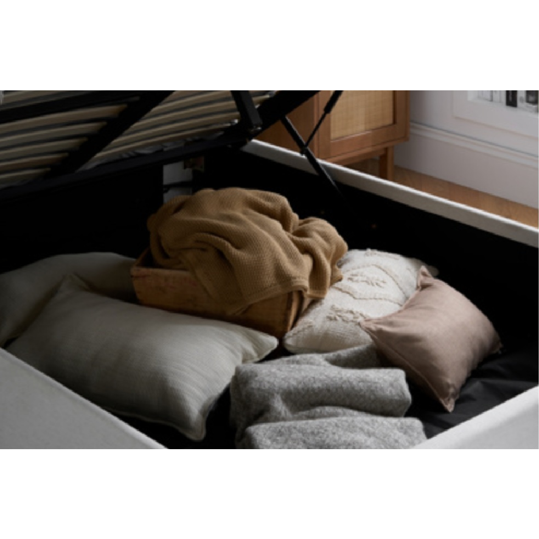 Cream Maisey Ottoman Double Bed + Sleep Happy 800 Pocket Memory Foam Double Mattress