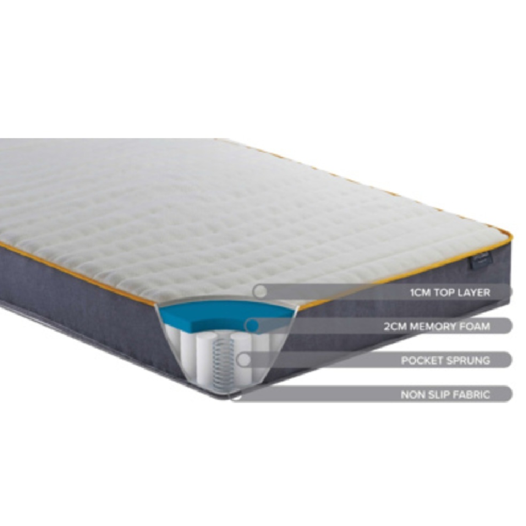 Cream Maisey Ottoman Double Bed + Sleep Happy 800 Pocket Memory Foam Double Mattress