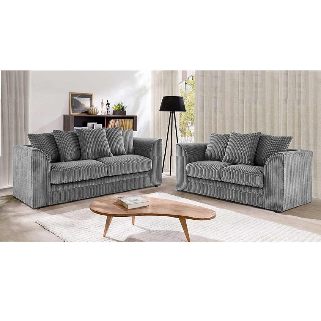 Dylan Grey Soft Jumbo Cord Scatterback 3 + 2 Sofa Set