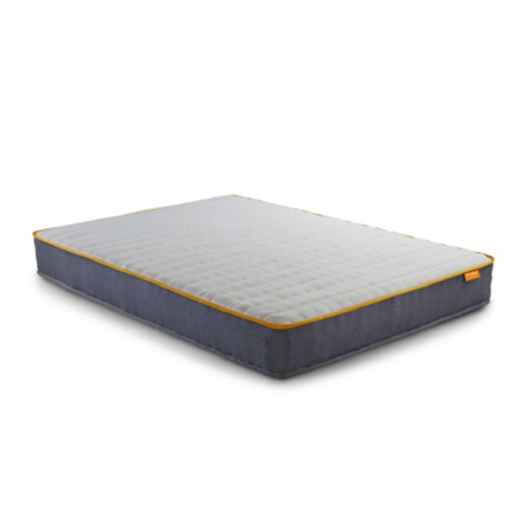 Girona White Fabric/Wood Double Bed + Sleep Happy Balance 800 Pocket Memory Foam Double Mattress