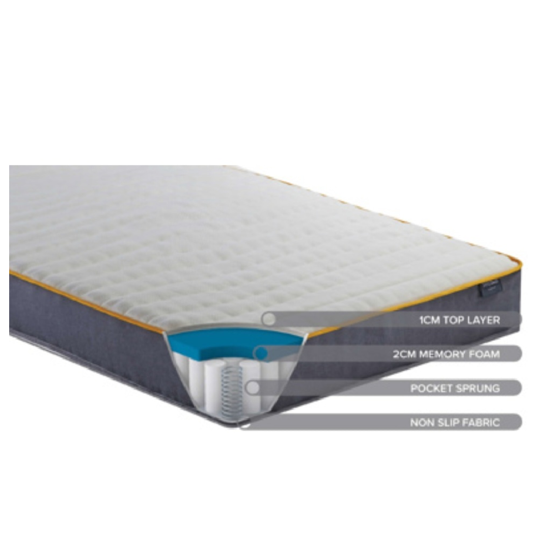 Maisey Cream Fabric Ottoman King Bed + Sleep Happy Balance 800 Pocket Sprung Memory Foam Mattress