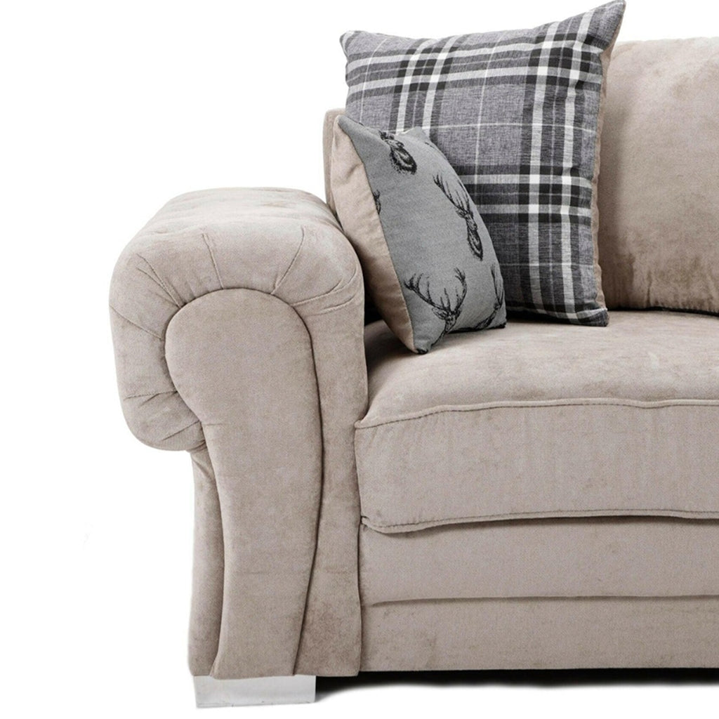 Serona Cancun Beige Fabric Scatter Cushions 5 Seater Sofa