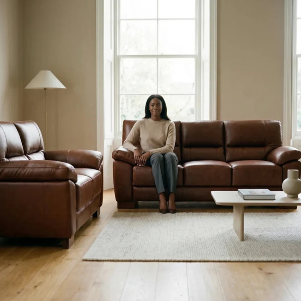 Westminster Rich Tan Genuine Leather 3 + 2 Seater Sofa Set