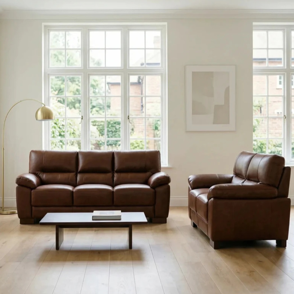Westminster Rich Tan Genuine Leather 3 + 2 Seater Sofa Set