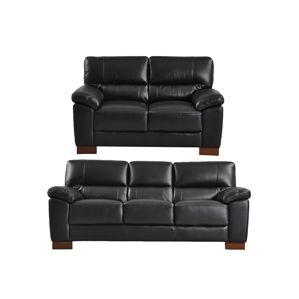 Westminster Black Genuine Leather 3 + 2 Seater Sofa Set