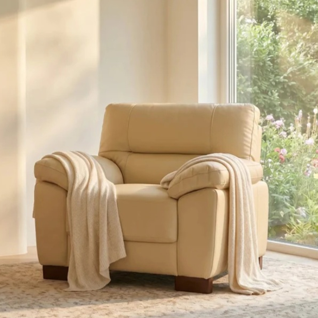 Westminster Beige/Cream Genuine Leather Armchair