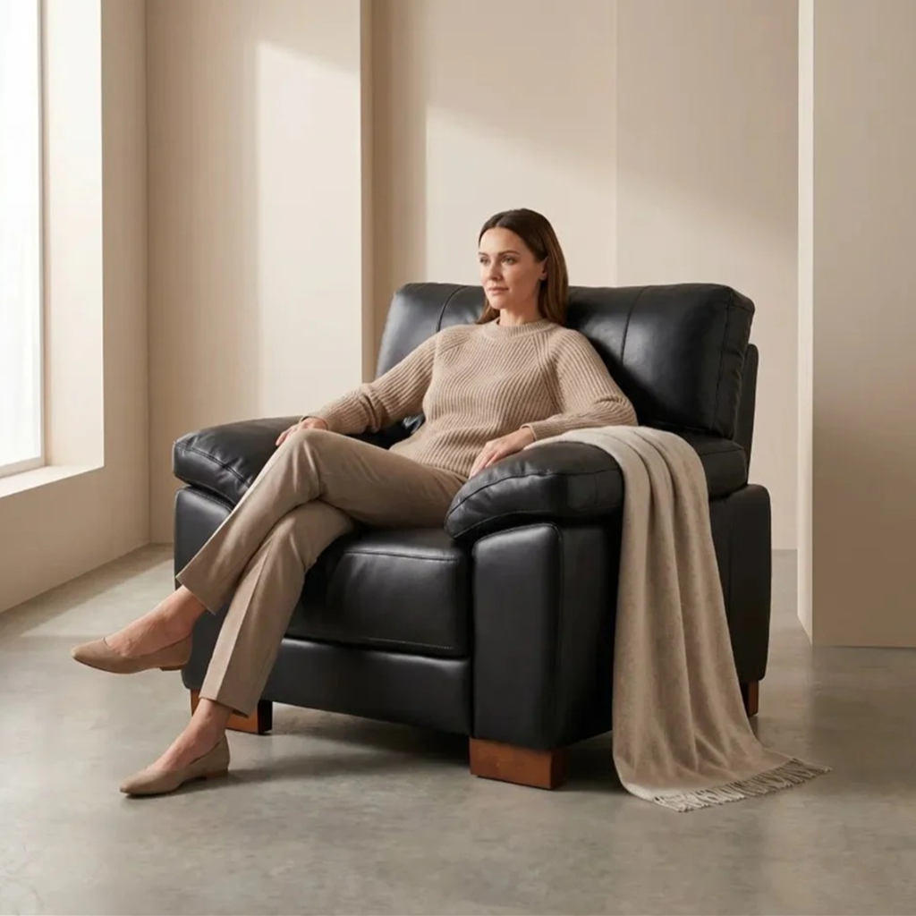 Westminster Black Genuine Leather Armchair