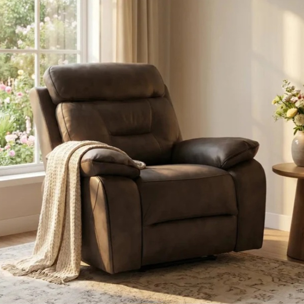 Foster Chocolate Fabric Electric Recliner Armchair