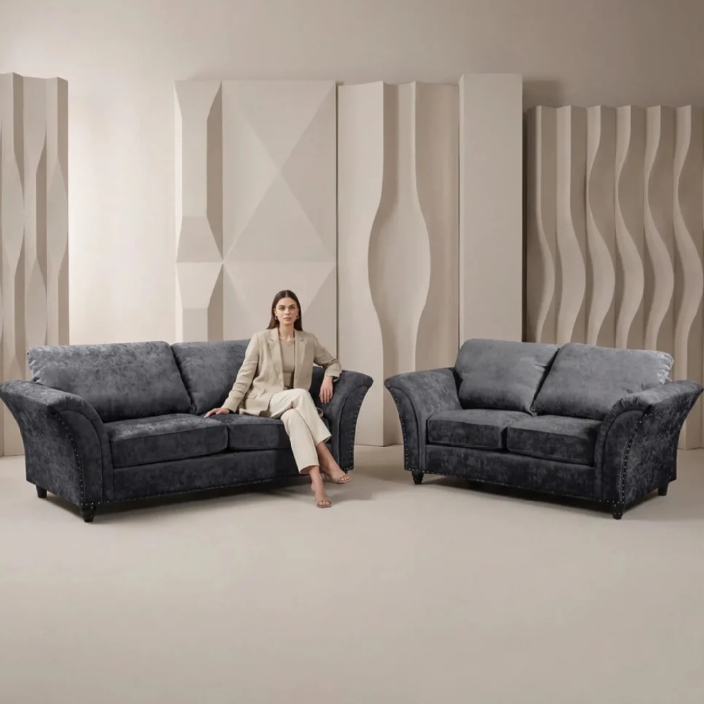 Canterbury Grey Fabric 3+2 Seater Sofa Set