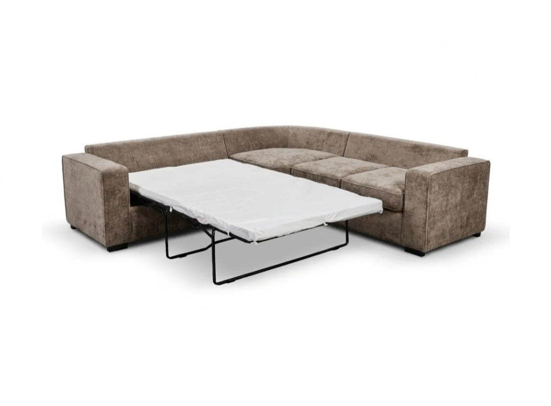 Camila Dark Truffle Enzo Fabric Sofa Bed - Corner 5 Seater