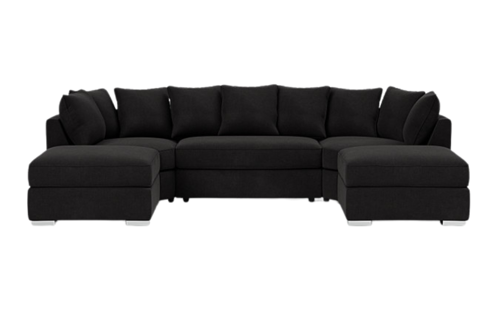 Hampton Black Ferando Fabric Scatterback U Shape Sofa