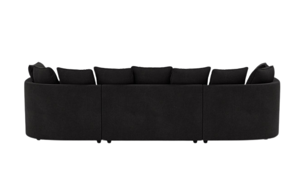 Hampton Black Ferando Fabric Scatterback U Shape Sofa