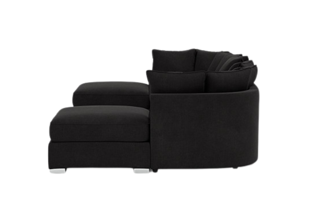 Hampton Black Ferando Fabric Scatterback U Shape Sofa