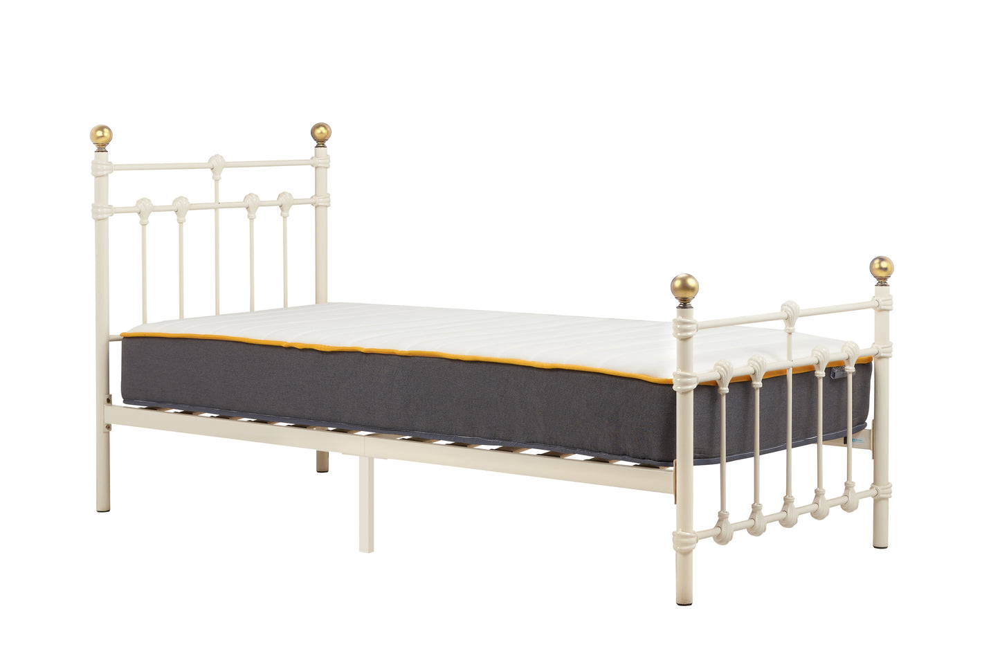Atlas Cream Metal Single Bed + Comfort Single Mattress