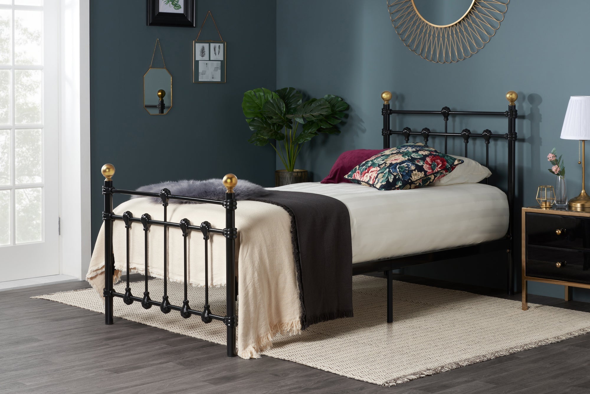 Atlas Black Metal Single Bed + Comfort Single Mattress