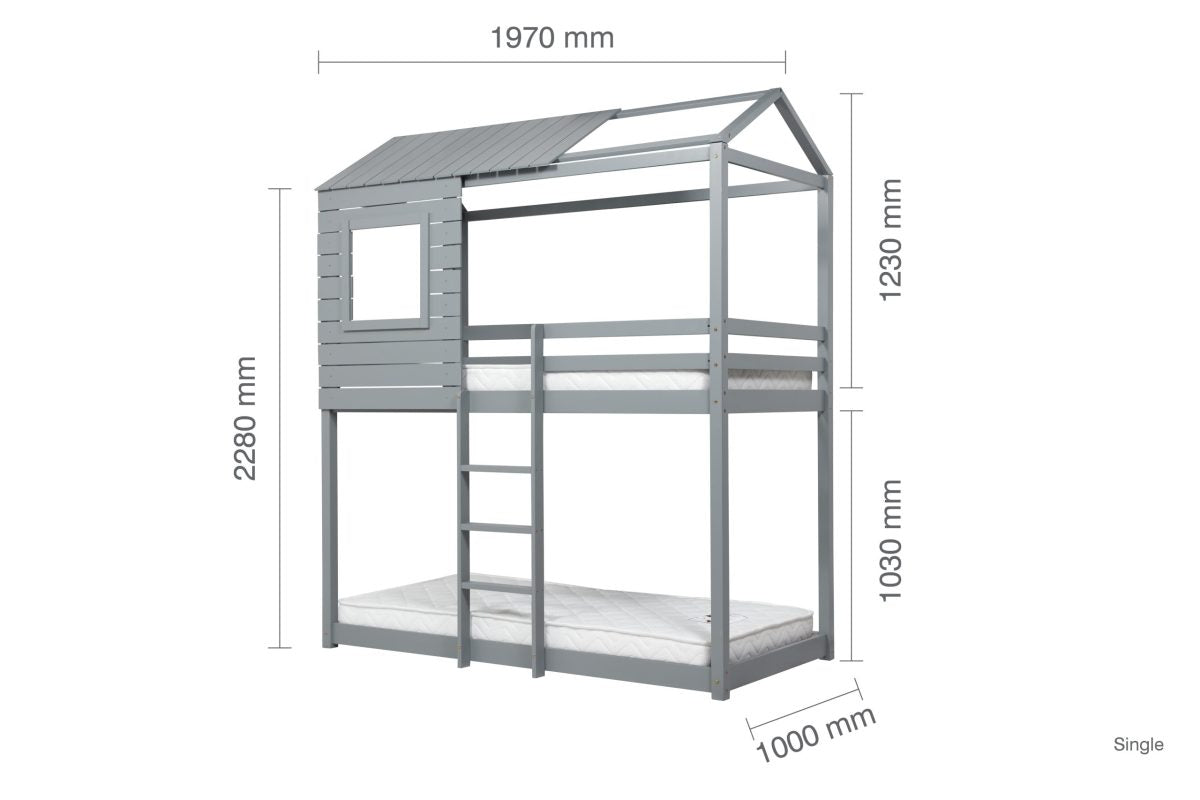 Adventure Grey Bunk Bed + 2 Single Air Mattresses