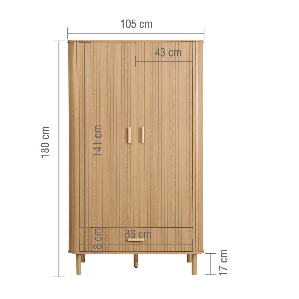 Axminster 4 Piece Oak Fluted Bedroom Furniture Set
