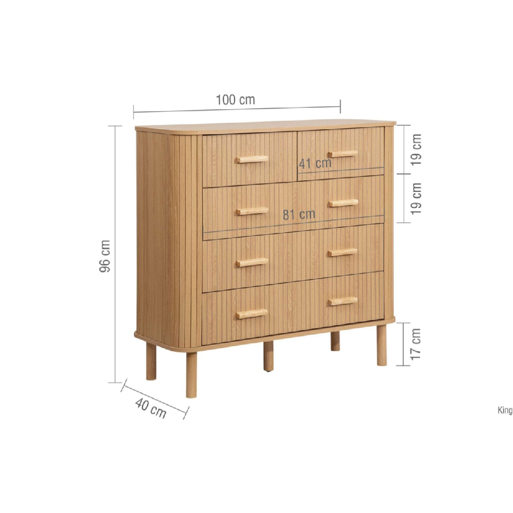 Axminster 4 Piece Oak Fluted Bedroom Furniture Set