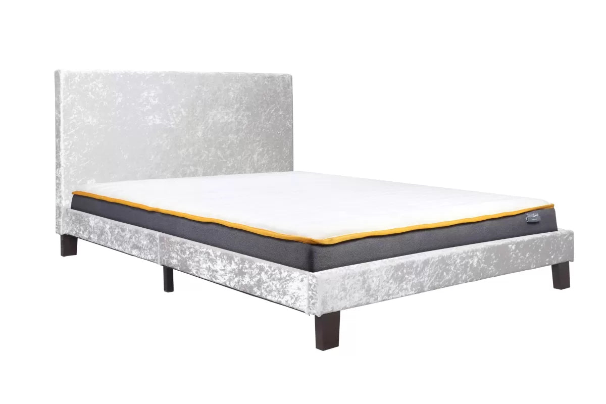 Bonn Berlin Single Bed Steel Crushed Velvet + Single Air Mattress