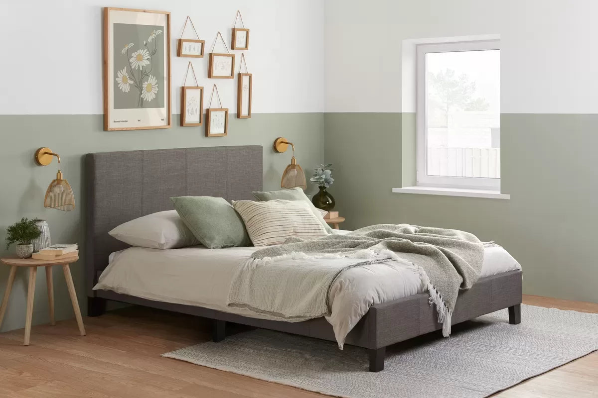Bonn Berlin Grey Fabric King Bed