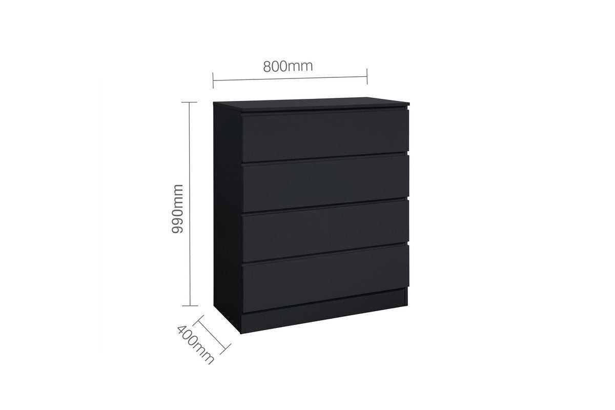 Oslo Black 4 Drawer Chest
