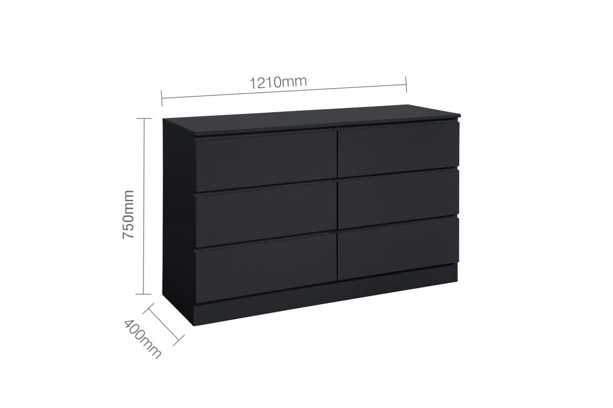 Oslo Black 6 Drawer Chest