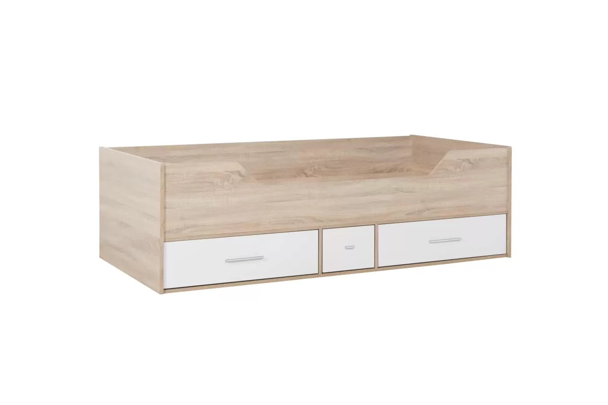 Camden Cabin Bed White/Oak + Single Comfort Mattress