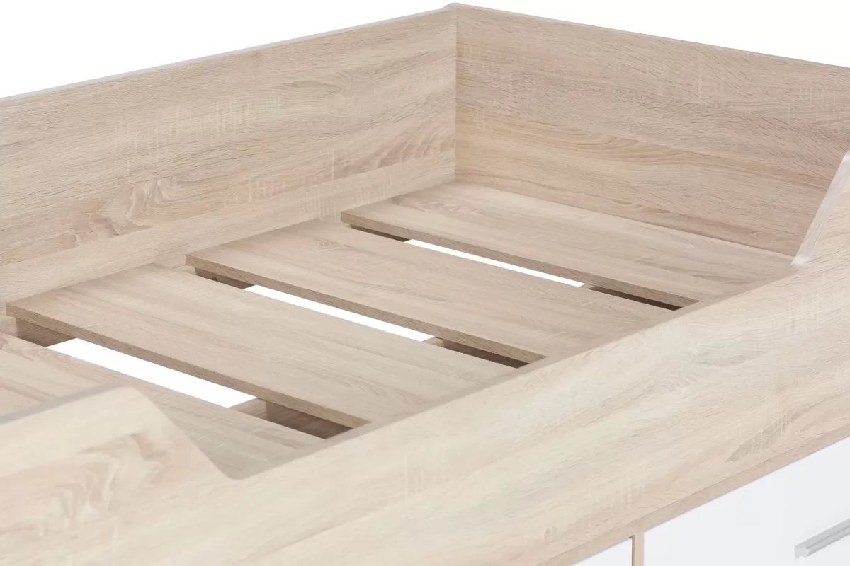 Camden Cabin Bed White/Oak + Single Comfort Mattress