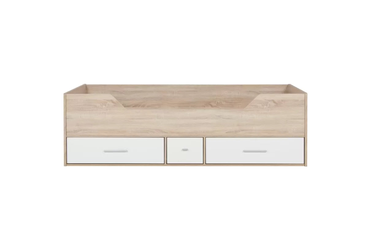 Camden Cabin Bed White/Oak + Single Comfort Mattress