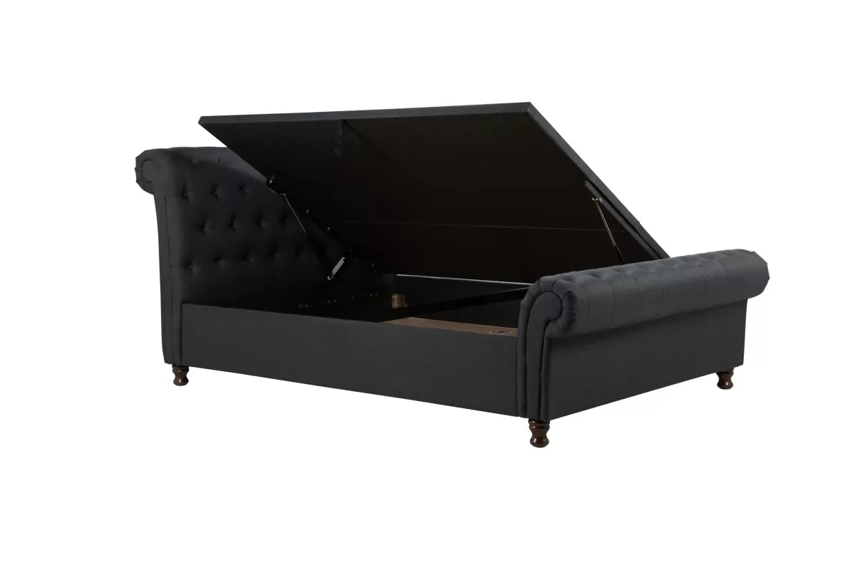 Castello Charcoal Side Ottoman King Bed + Bliss King Mattress