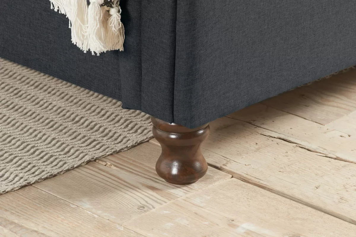 Castello Charcoal Side Ottoman Double Bed + Bliss Double Mattress