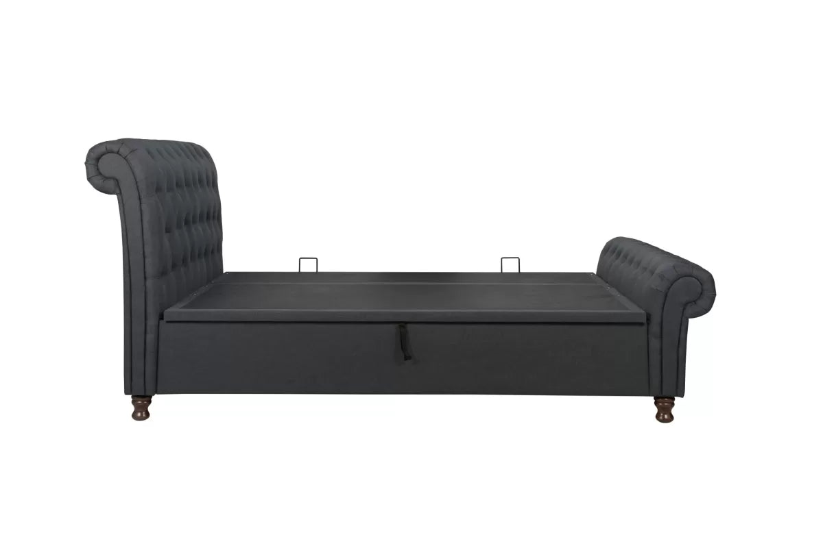 Castello Charcoal Side Ottoman King Bed + Bliss King Mattress