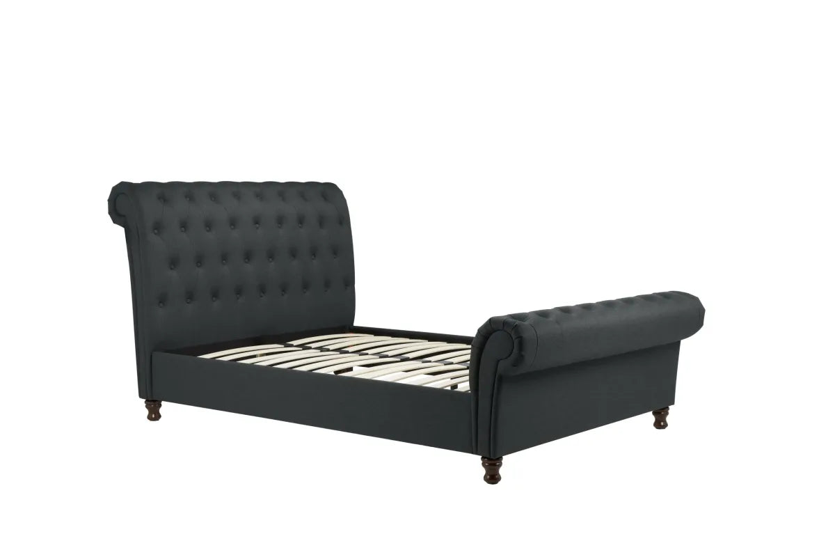 Castello Charcoal Sleigh King Bed + Bliss King Mattress
