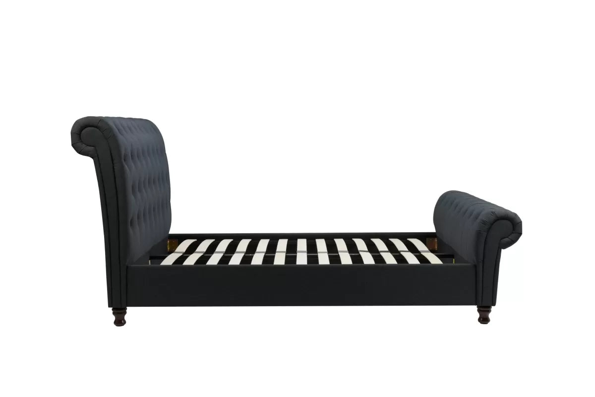 Castello Charcoal Sleigh King Bed + Bliss King Mattress