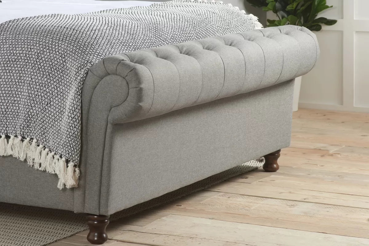 Castello Grey Side Ottoman Double Bed + Bliss Double Mattress