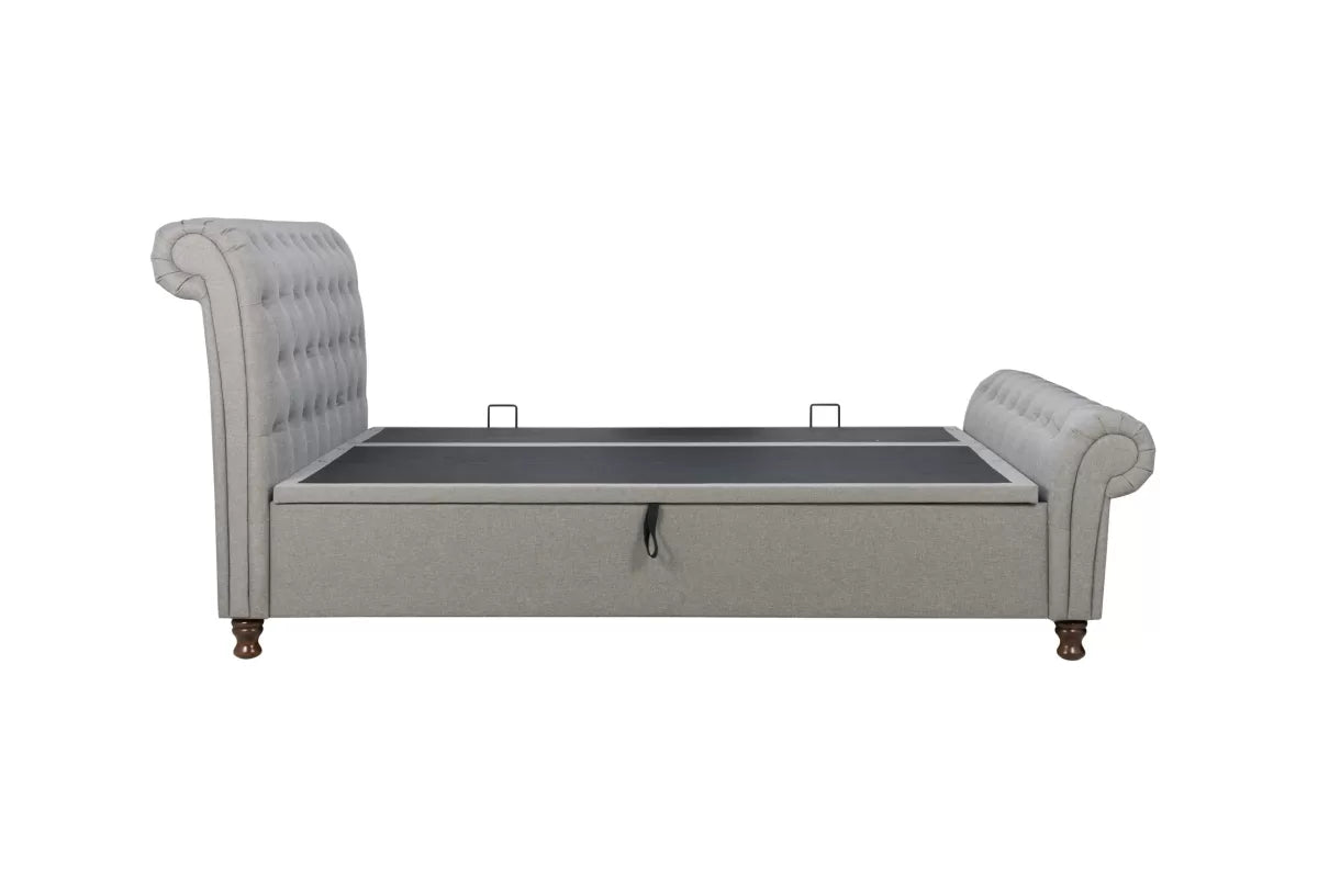 Castello Grey Side Ottoman Double Bed + Bliss Double Mattress