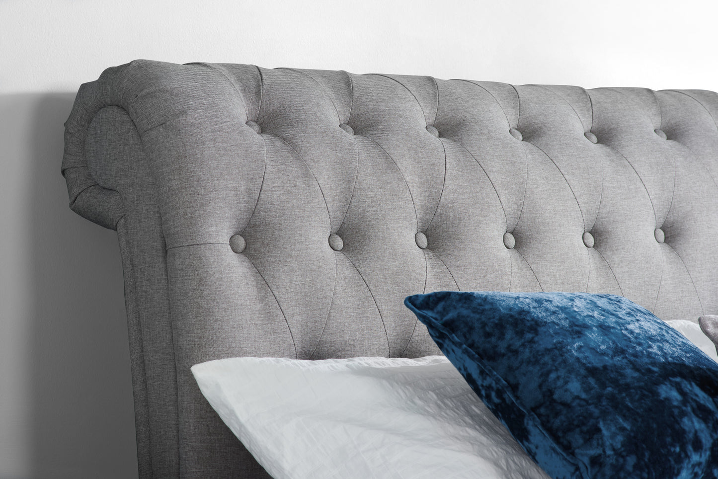Castello Grey Sleigh Super King Bed + Super King Bliss Mattress
