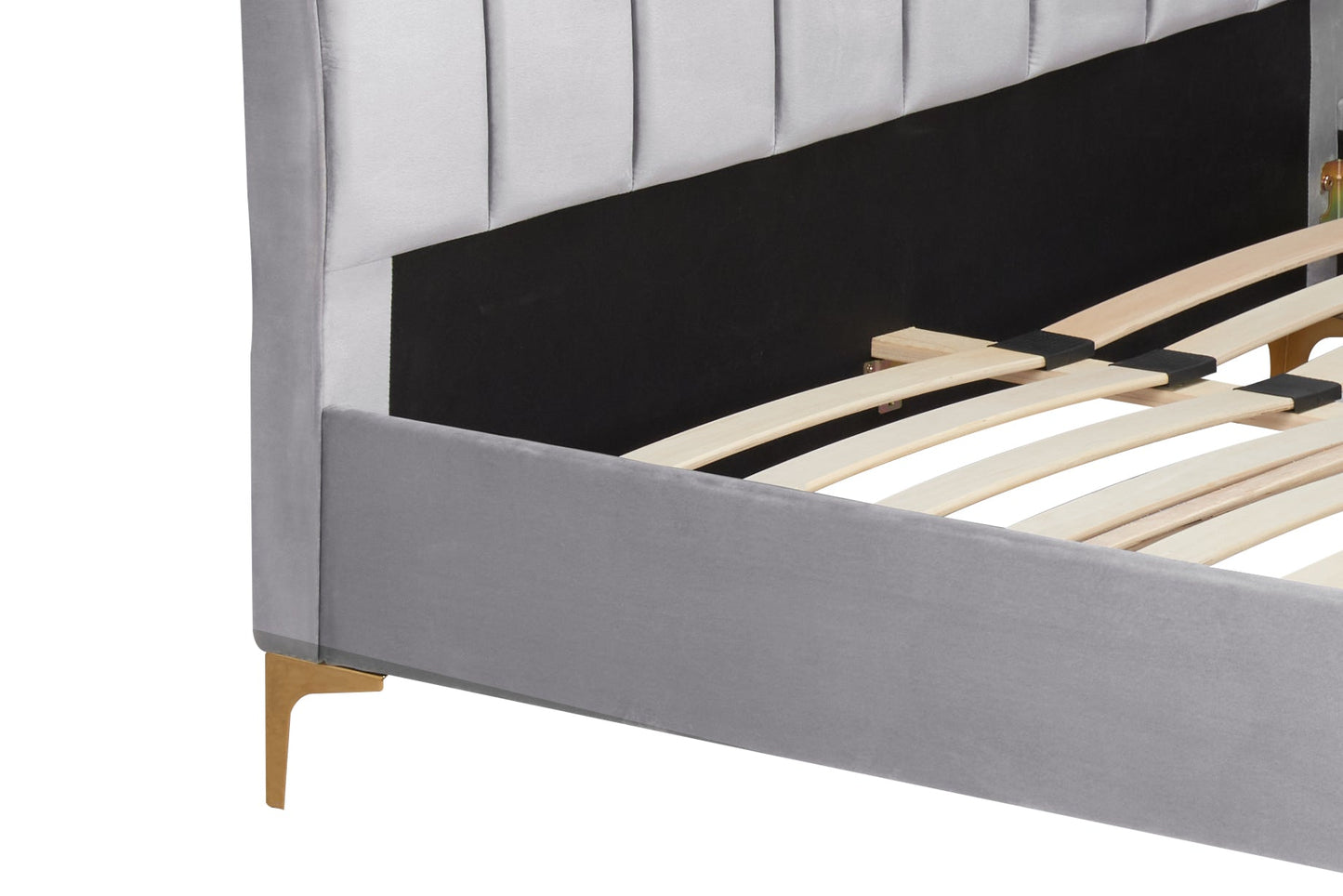 Clover Grey Fabric King Bed + Comfort King Mattress