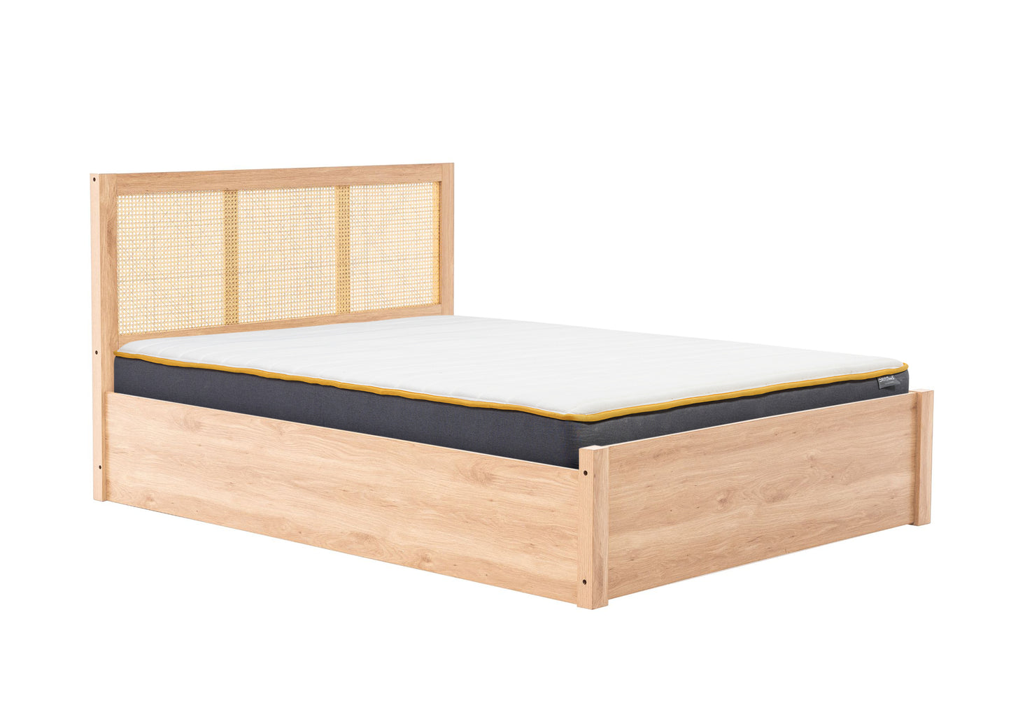 Croxley Oak Ottoman Double Rattan Bed