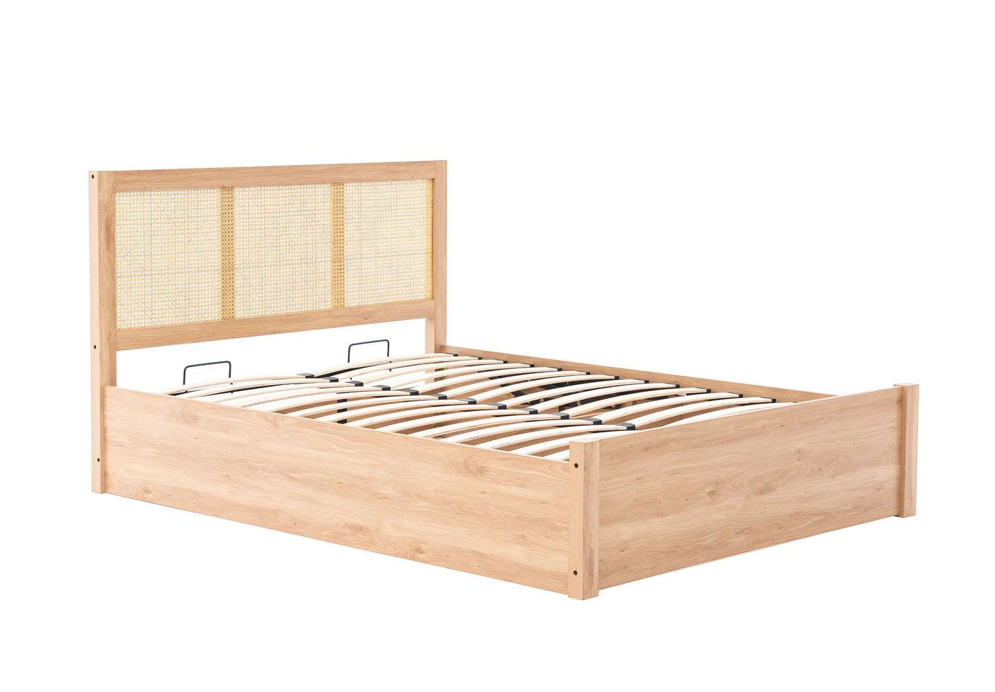 Croxley Oak Rattan Ottoman Double Bed + Heaven Double Mattress