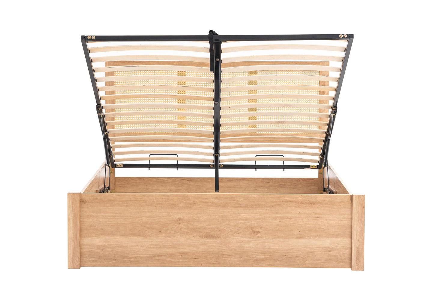 Croxley Oak Rattan Ottoman Double Bed + Heaven Double Mattress