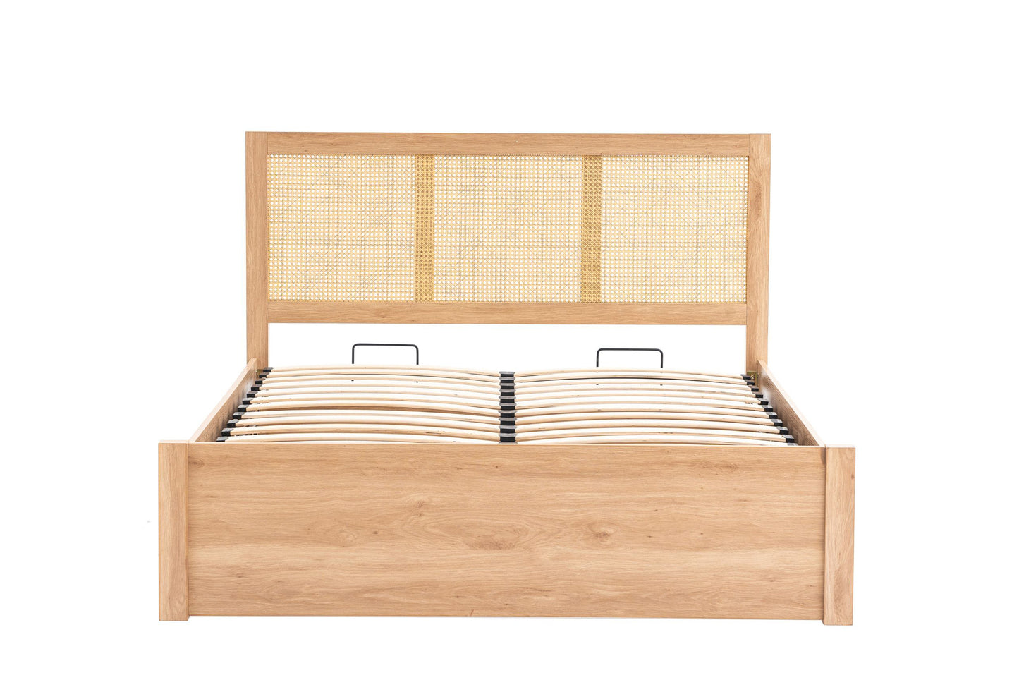 Croxley Oak Rattan Ottoman Double Bed + Heaven Double Mattress