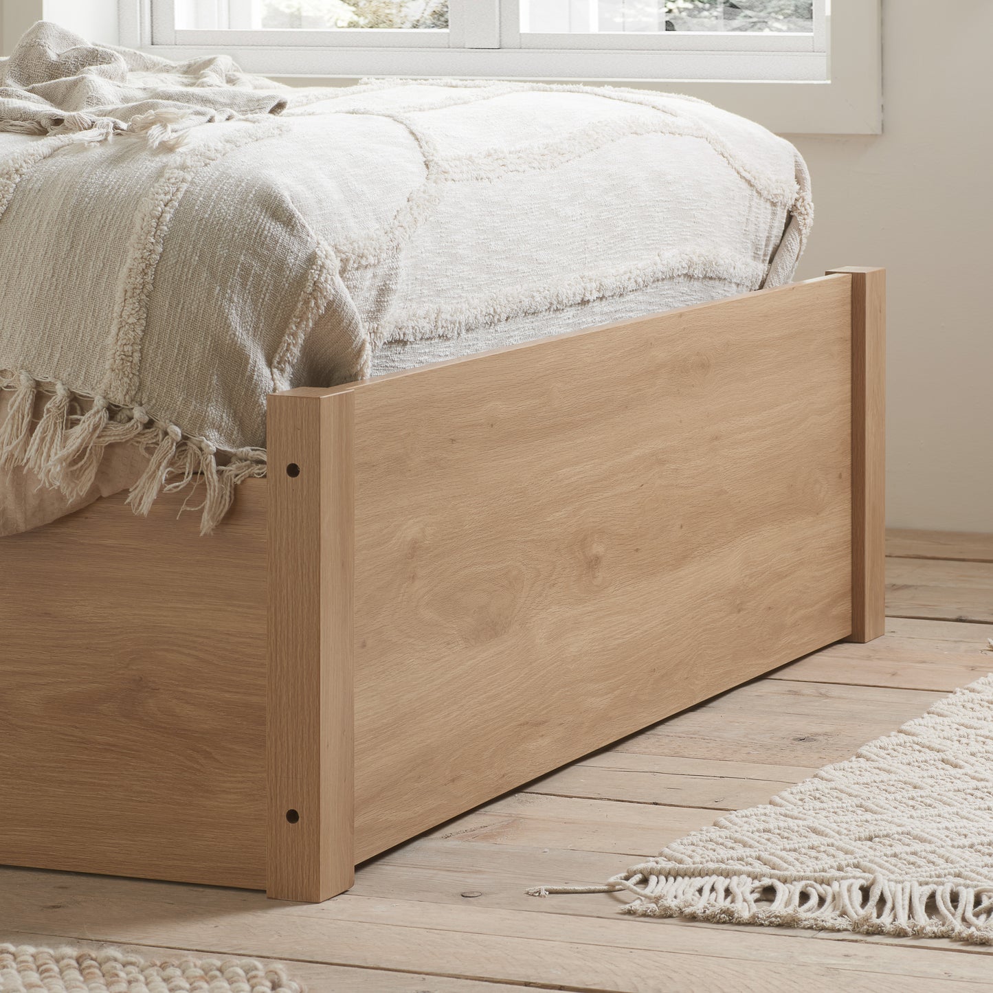 Croxley Oak Rattan Ottoman Double Bed + Heaven Double Mattress