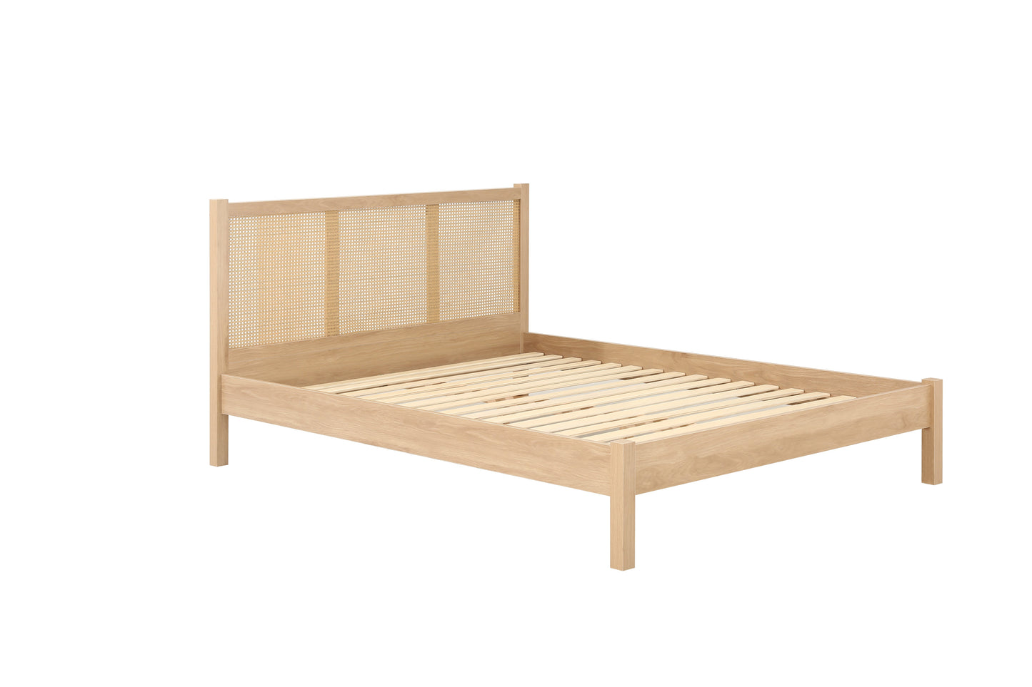 Croxley Oak Rattan Double Bed + Heaven Double Mattress